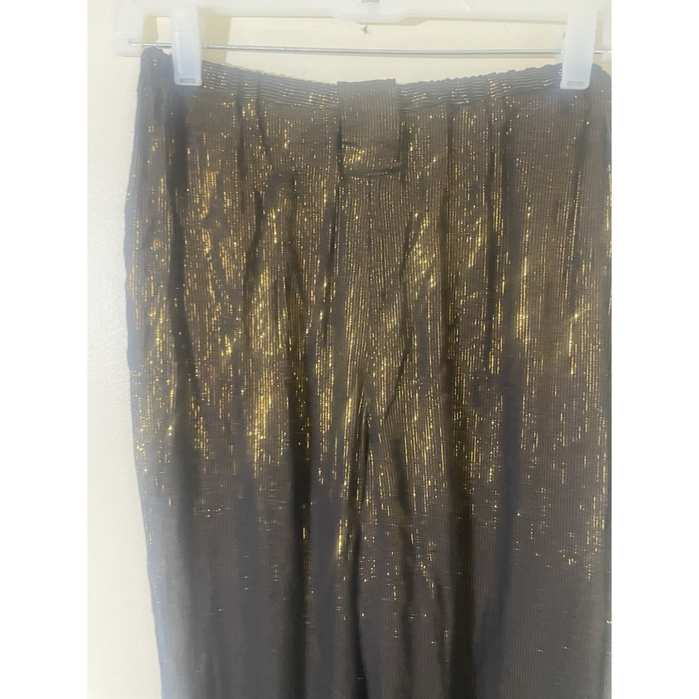 Vintage Sheer Metallic Gold Stripe Pull On Glam Pants S Disco Rock Festival - Picture 4 of 9